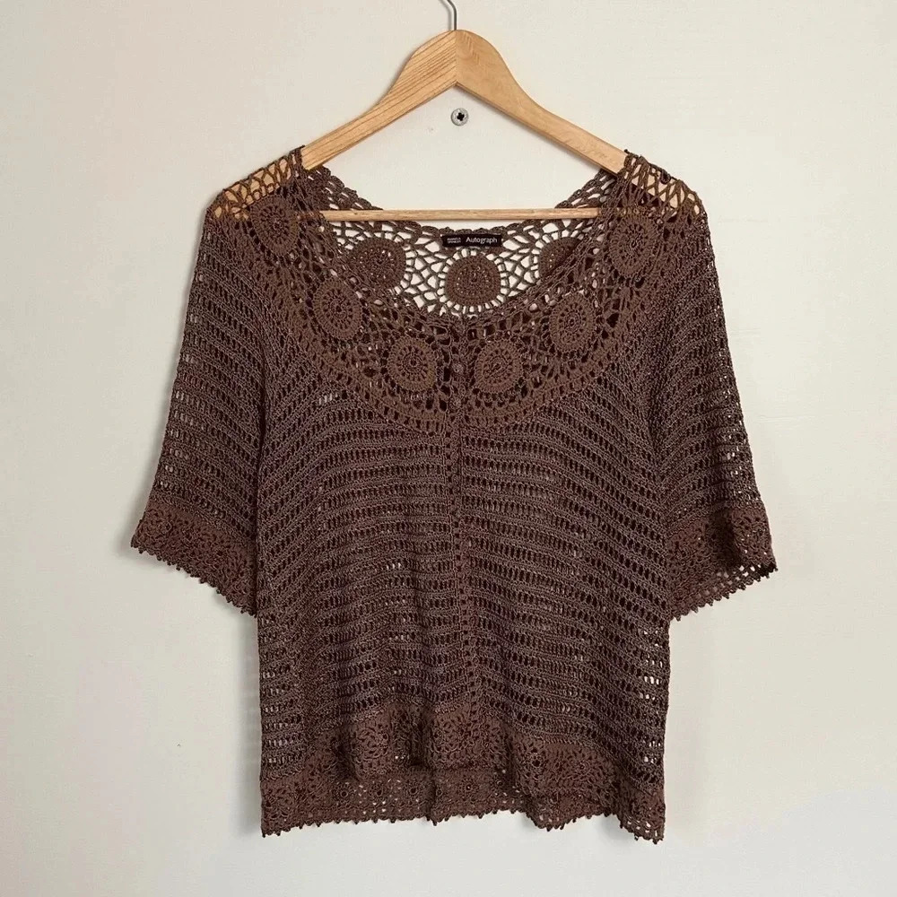 Crochet top in silky yarn - Marks & Spencer Autograph brand - as new - S - Picture 1 of 8